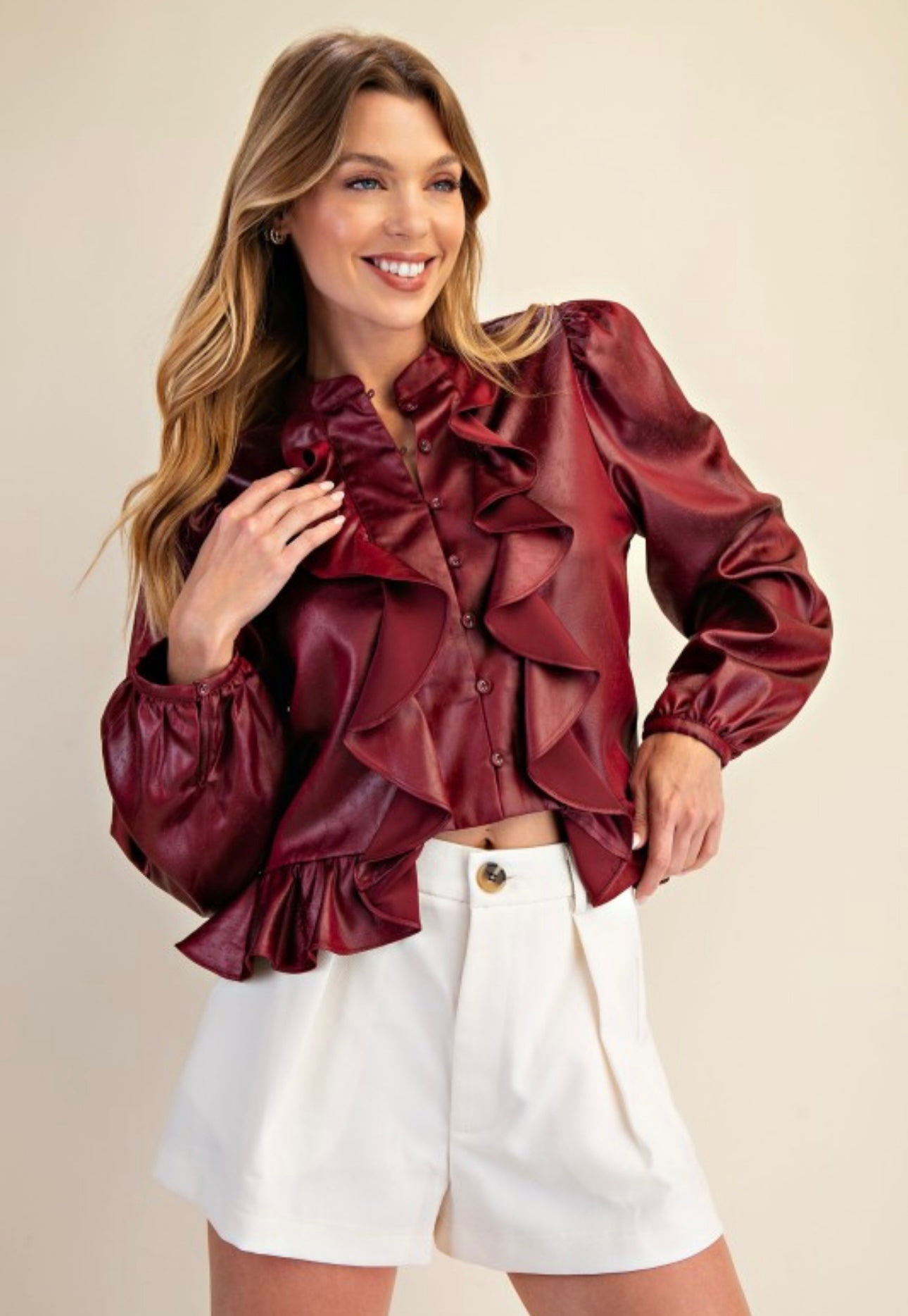 LONG SLEEVE RUFFLE TOP