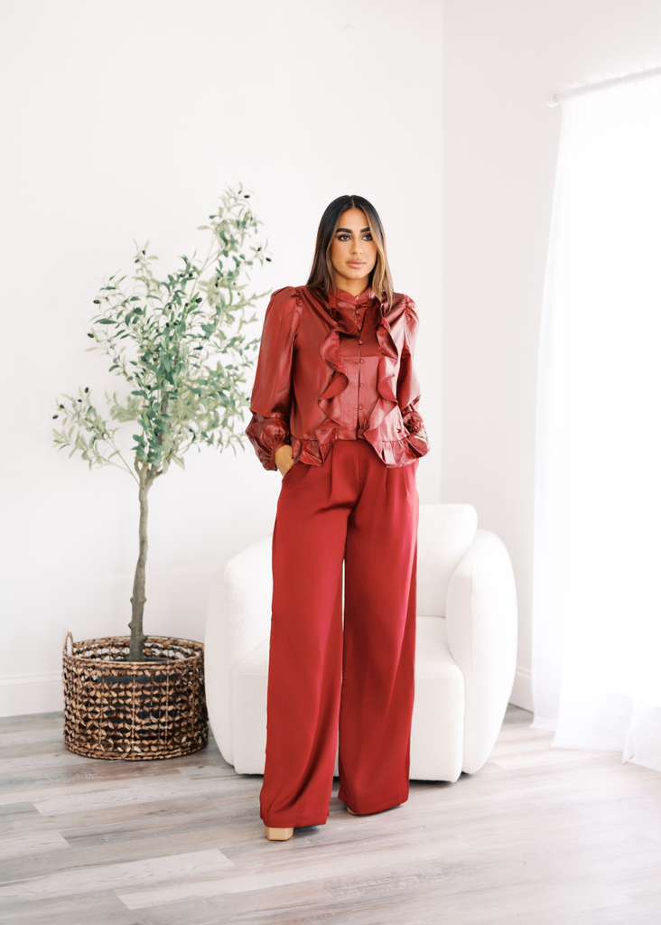PALAZZO PANT IN WINE