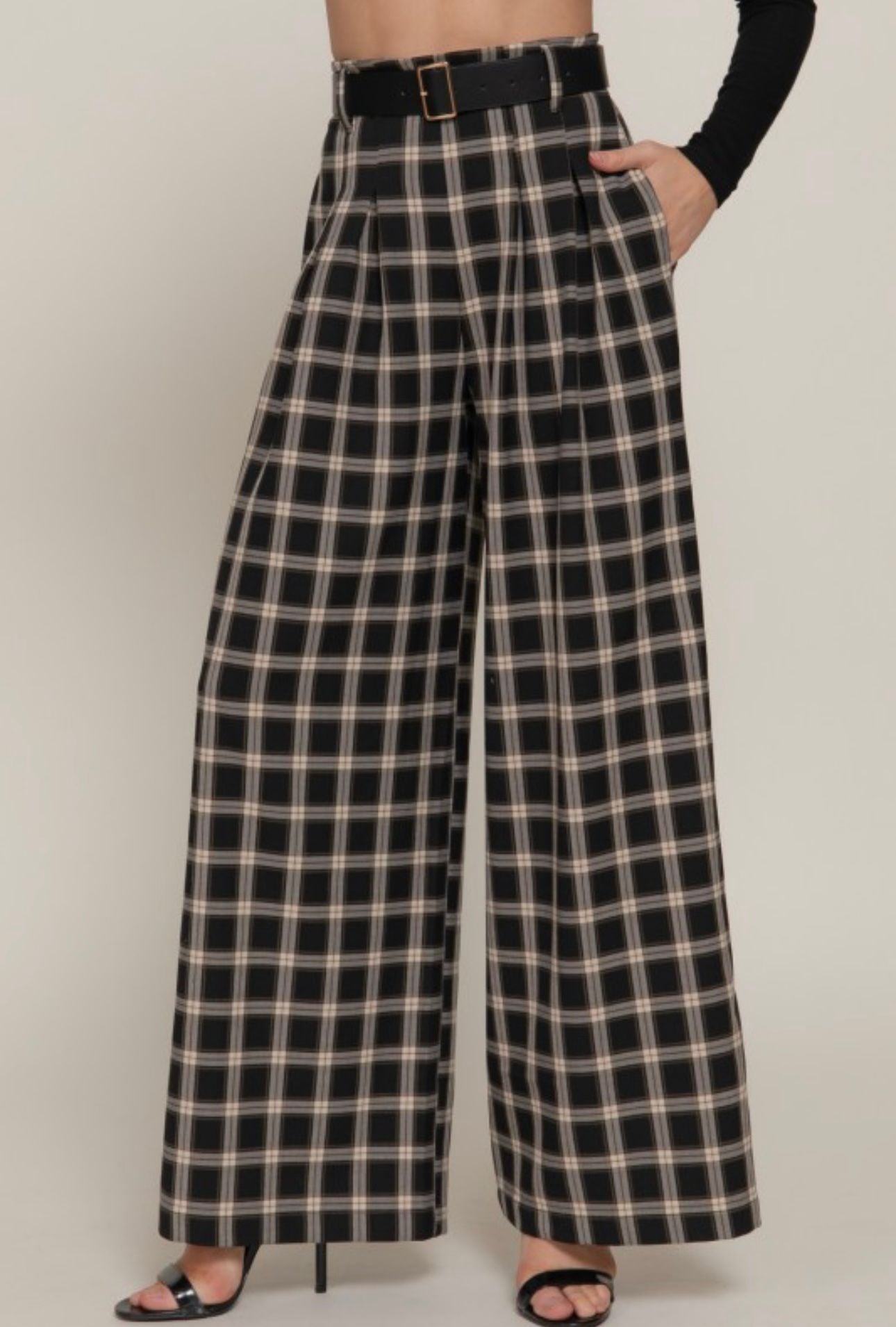 WIDE LONG PANTS WITH BELT