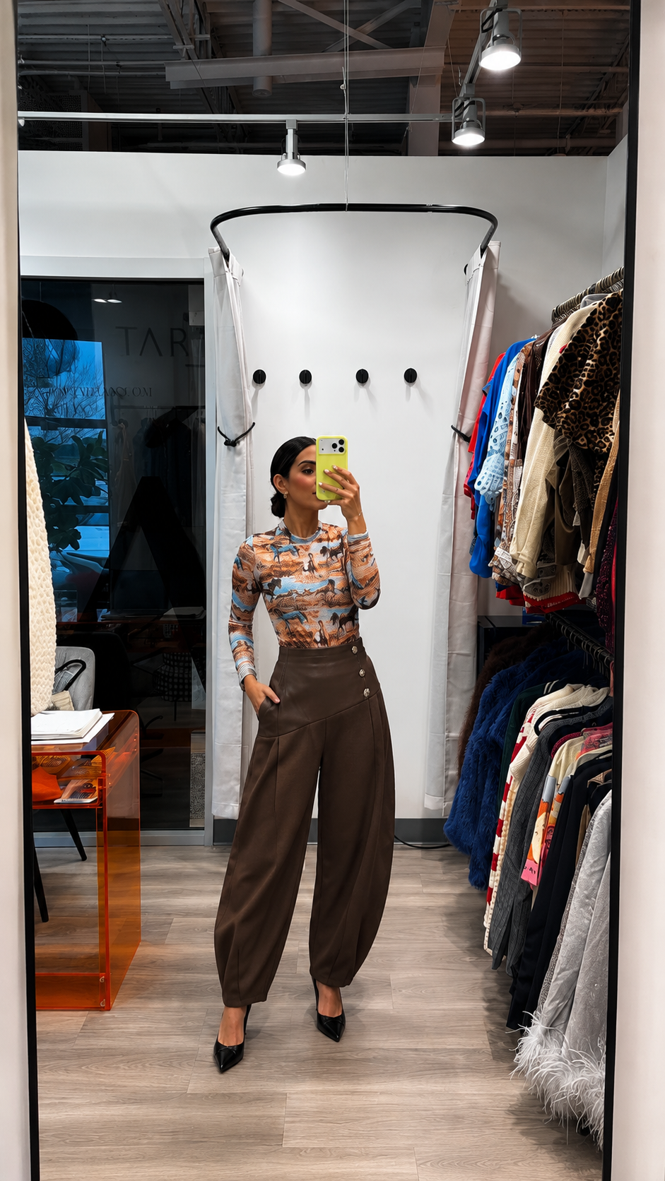 Asymmetrical Faux Leather Balloon Pants – Chocolate Brown