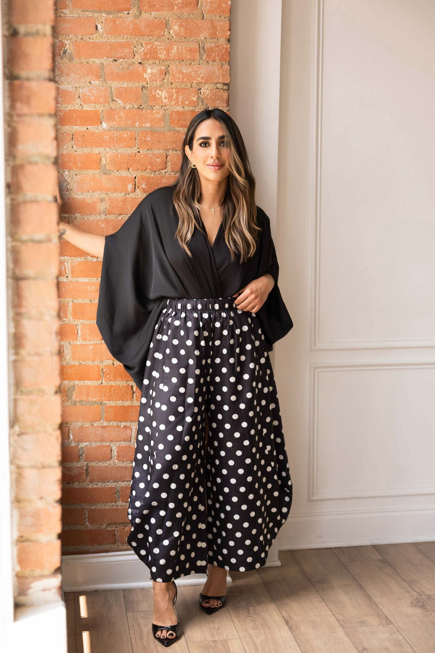 Polka Dot Wide-Leg Pants