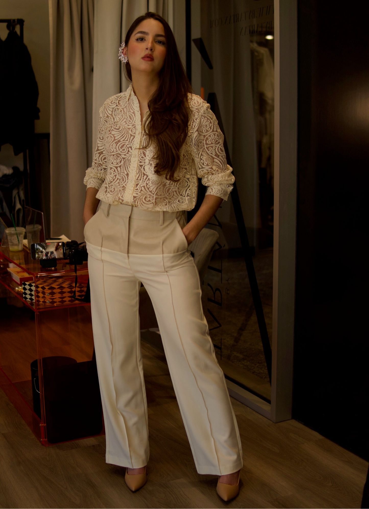 CONTRAST TROUSERS