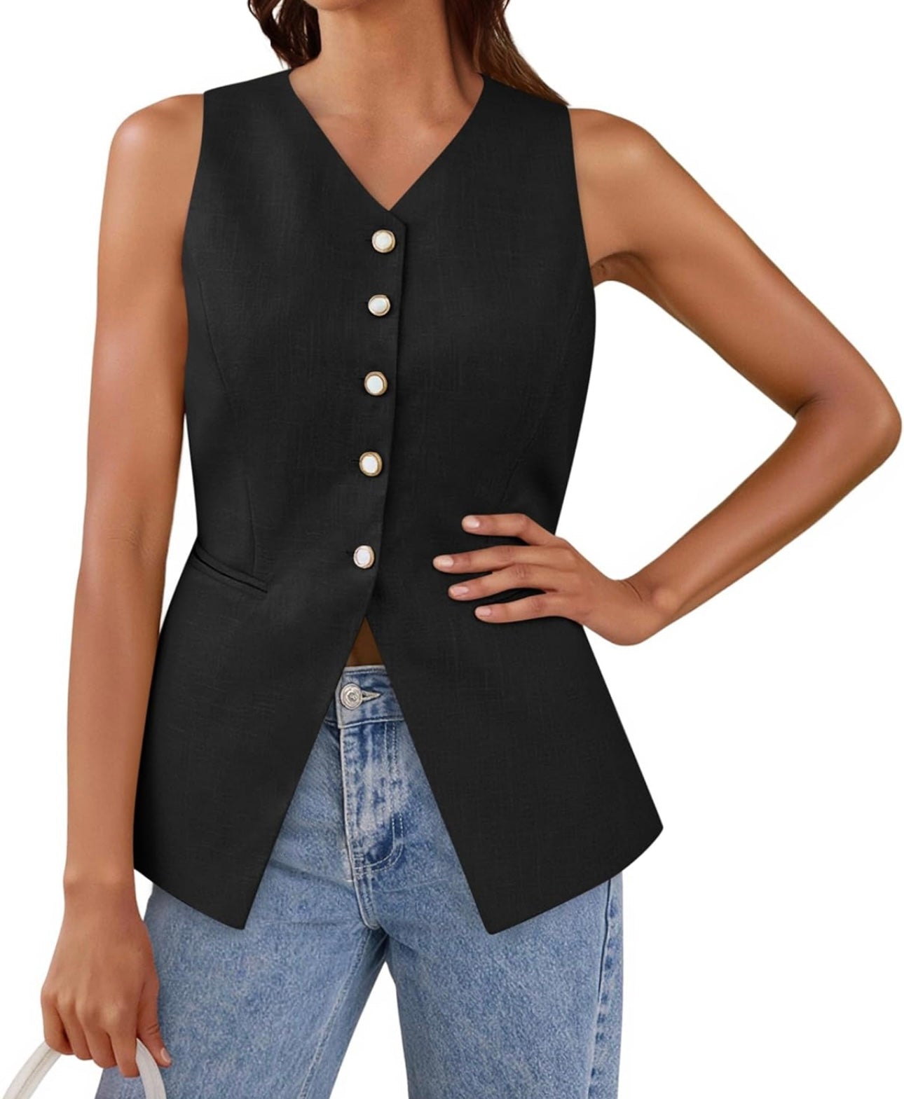 PAOLA VEST IN BLACK