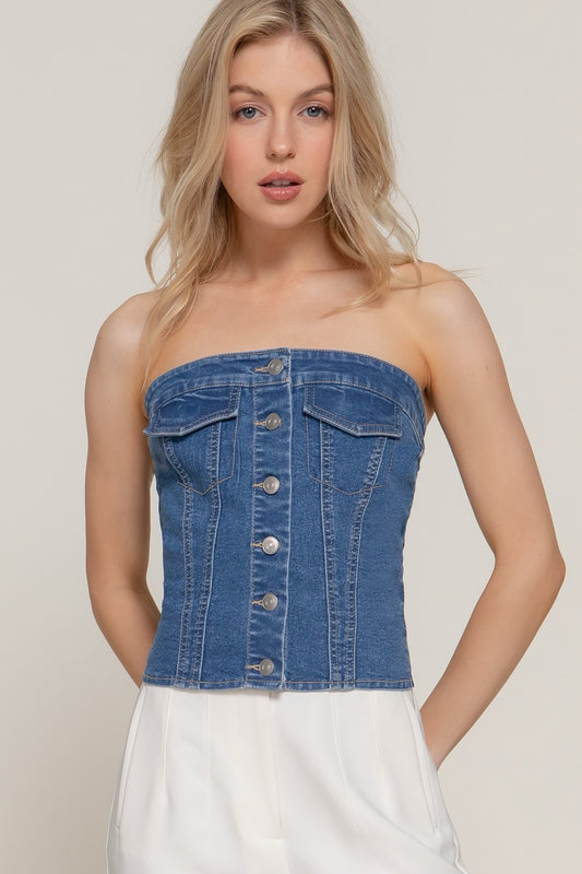 DENIM STRAPLESS