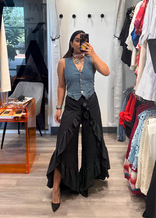 CHARCOAL FLOWY PANTS