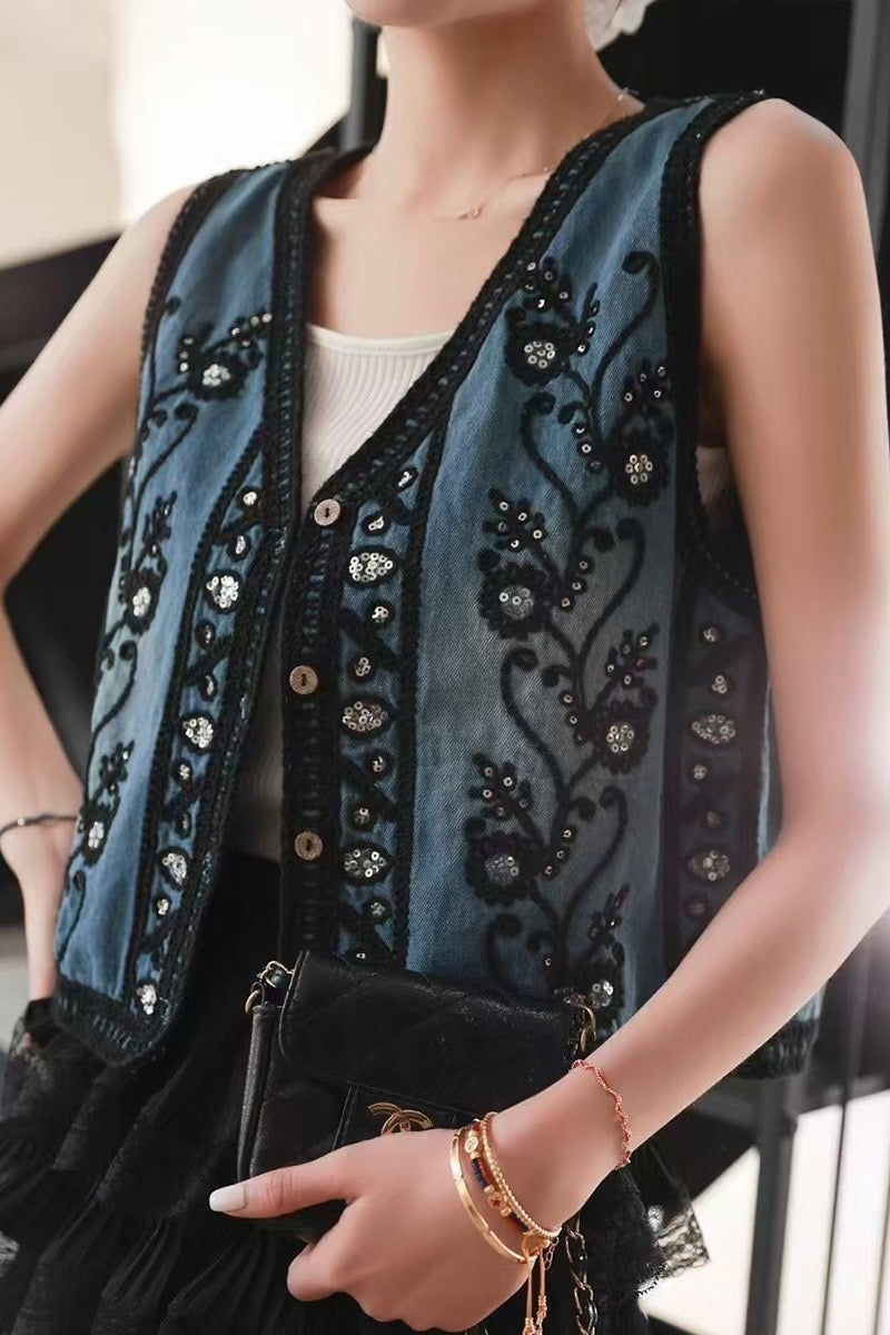 DENIM BLACK VEST