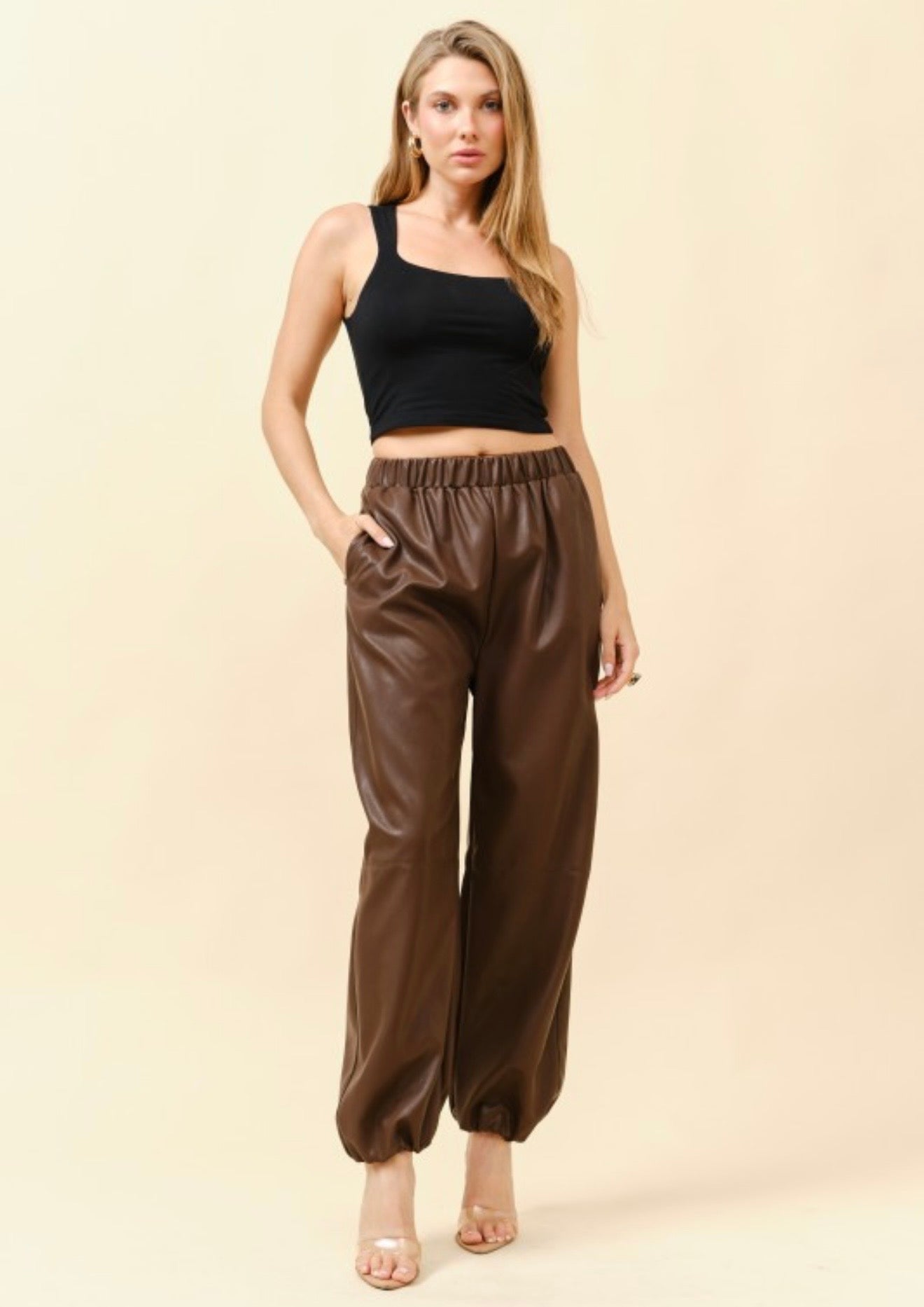 BROWN LEATHER PANT