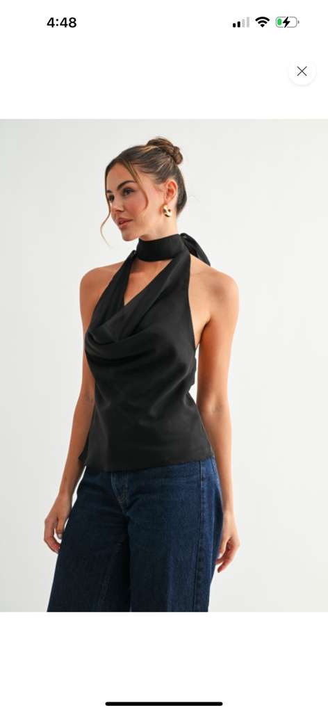 SATIN DRAPE HALTER TOP