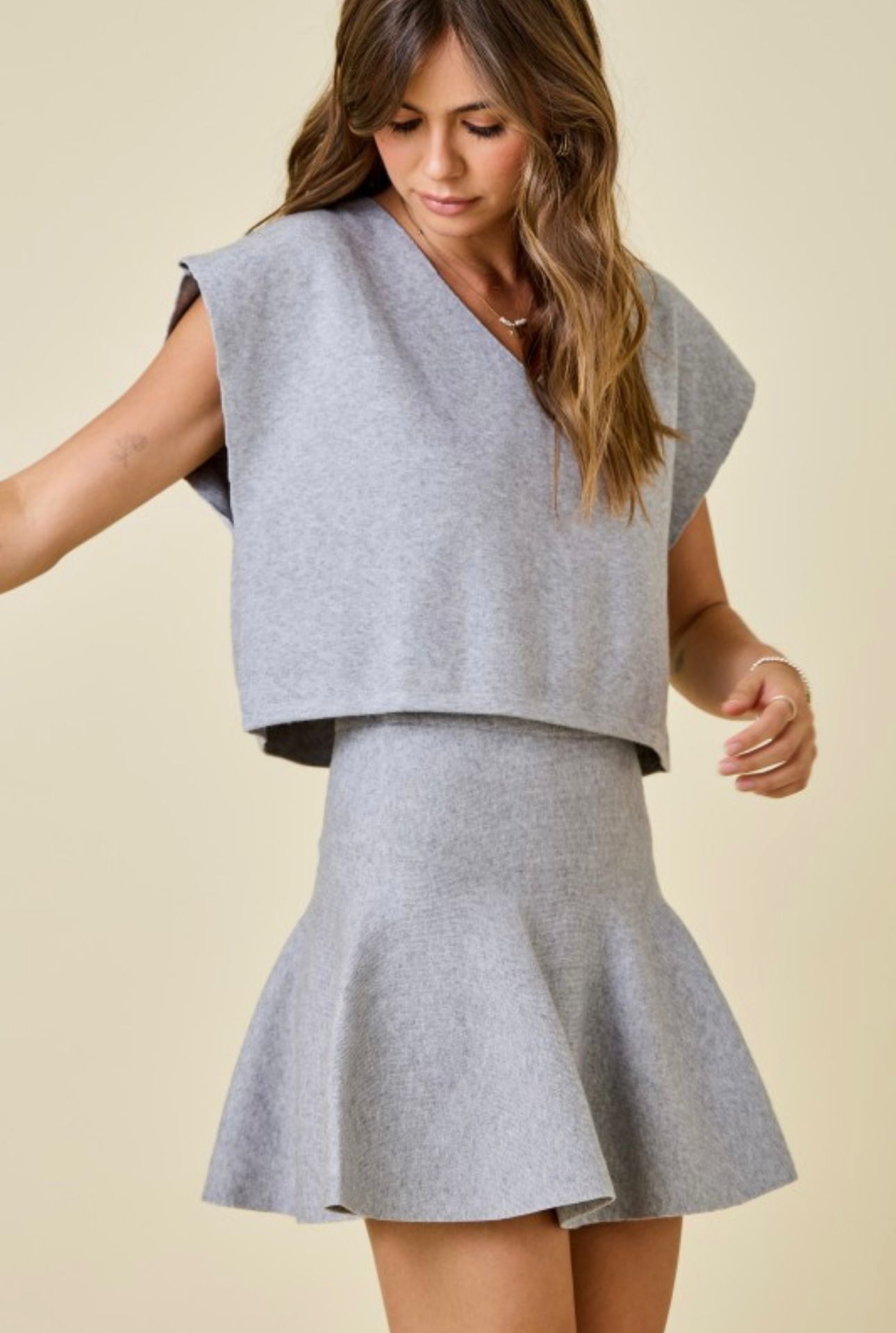 TOP & FLARED MINI SKIRT SET