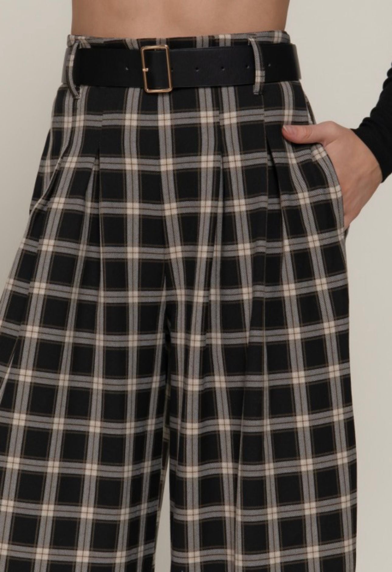 WIDE LONG PANTS WITH BELT