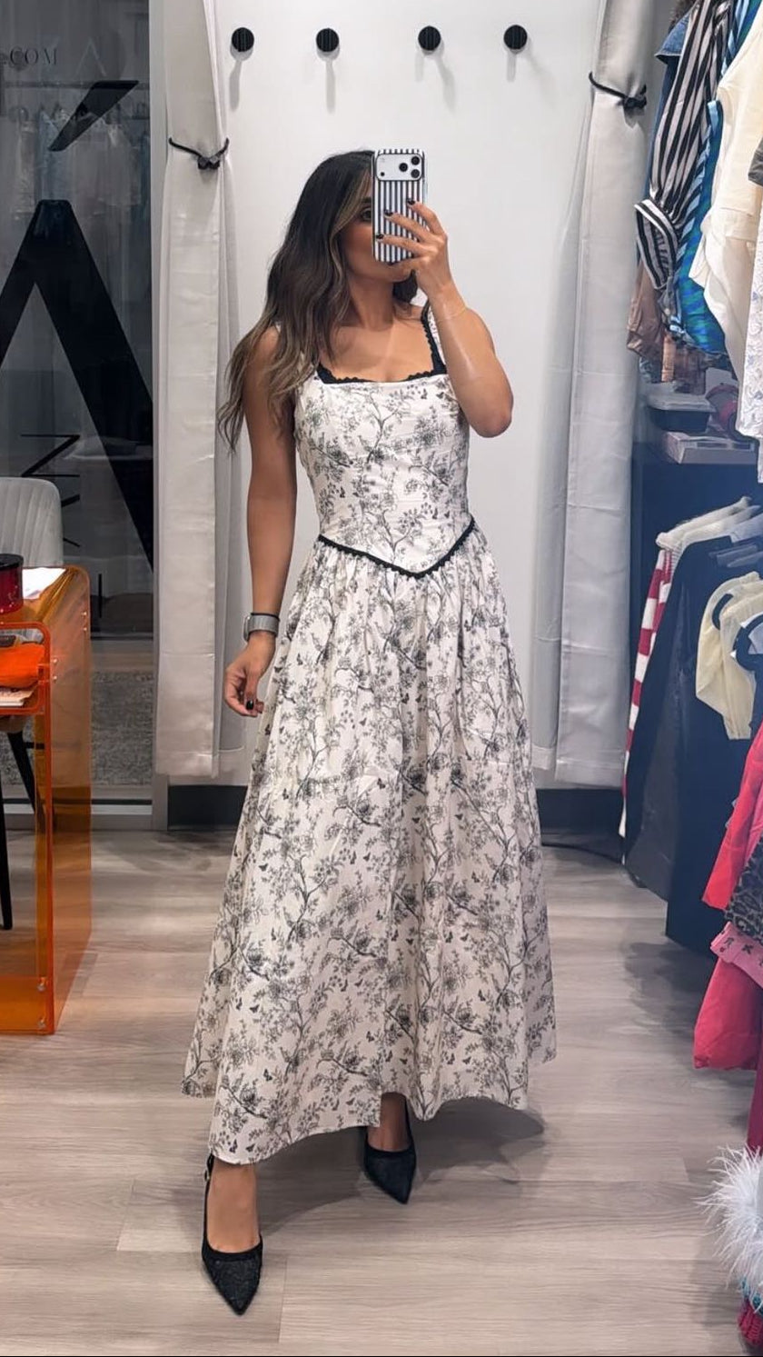Floral Corset Midi Dress
