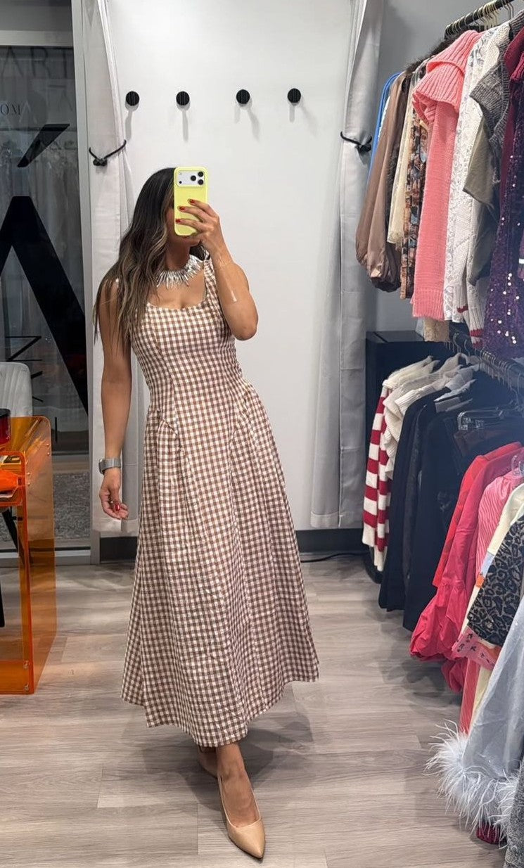 Gingham Midi Dress