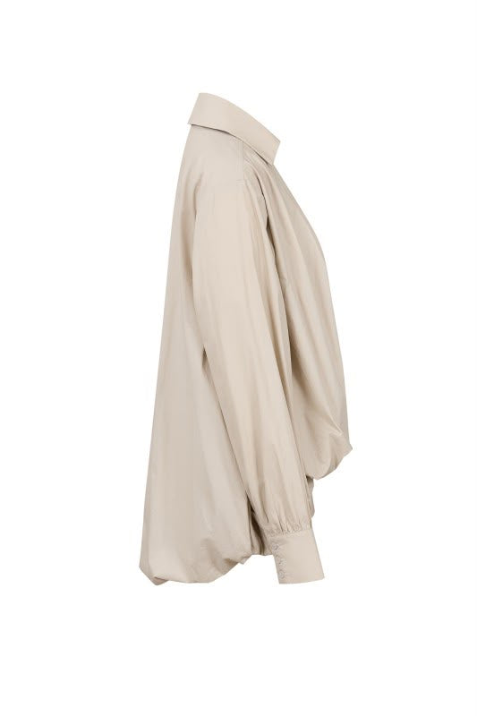 Beige Bubble Hem Blouse