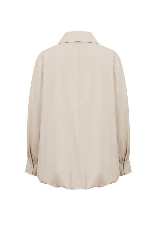 Beige Bubble Hem Blouse