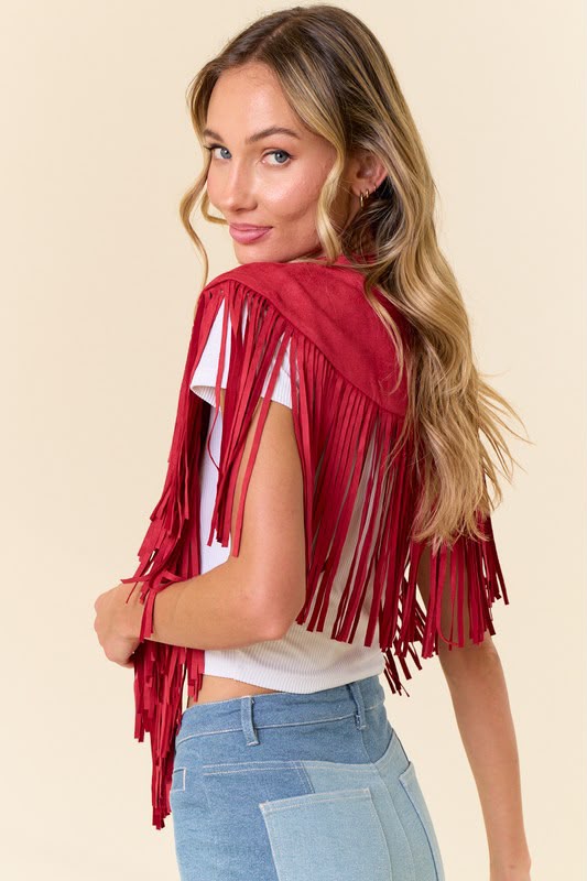 Red Fringe Ruana