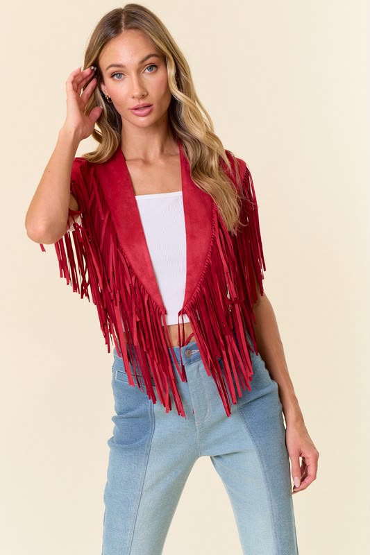 Red Fringe Ruana