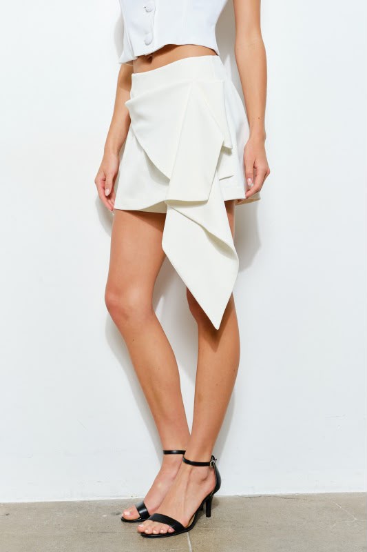 White Draped Skort