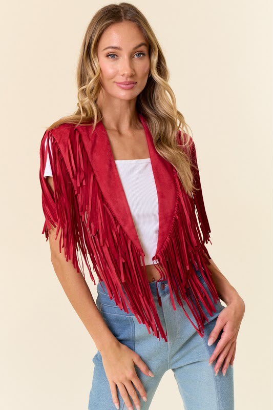 Red Fringe Ruana
